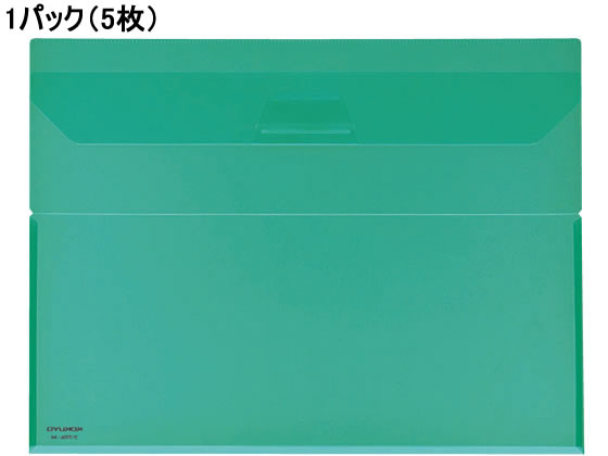 コクヨ クリヤーホルダー(キャリー) A4ヨコ 緑 5枚 フ-770G 1パック（ご注文単位1パック)【直送品】