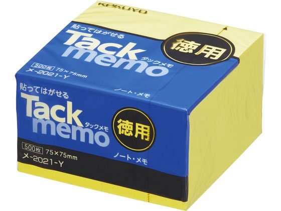 コクヨ タックメモ お徳用 ノートタイプ 75×75 黄 500枚 メ-2021-Y 1冊（ご注文単位1冊)【直送品】