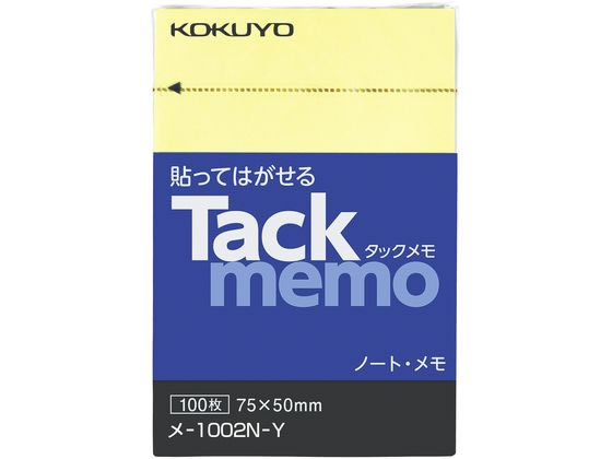 コクヨ タックメモ ノートタイプ 75×50mm 黄 100枚 メ-1002N-Y 1冊（ご注文単位1冊)【直送品】