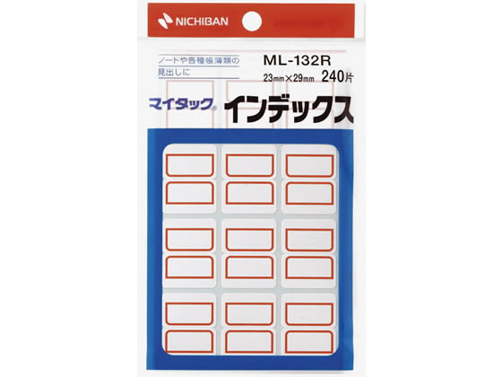 ニチバン マイタックインデックス赤枠 23*29mm12片*20シート ML-132R 1袋（ご注文単位1袋)【直送品】