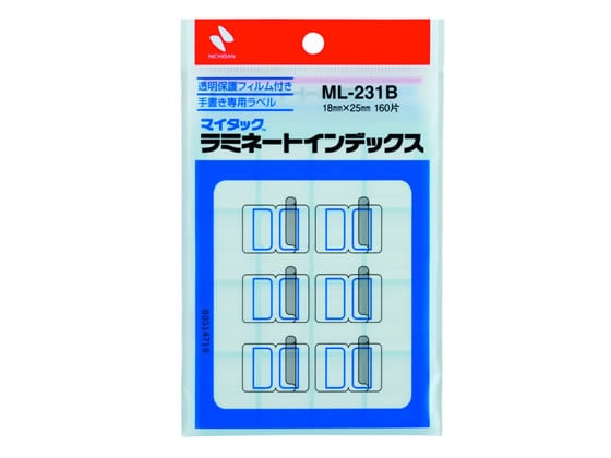 ニチバン マイタックラミネートインデックス青枠18*25mm 160片 ML-231B 1袋（ご注文単位1袋)【直送品】