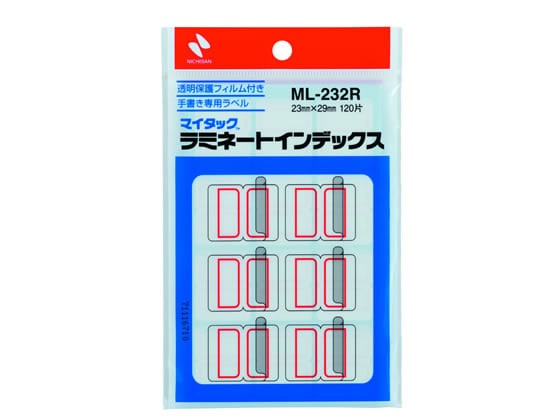 ニチバン マイタックラミネートインデックス赤枠23*29mm 120片 ML-232R 1袋（ご注文単位1袋)【直送品】