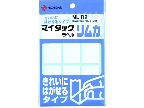 ニチバン マイタックラベル リムカ 24×53mm 6片×10シート ML-R9 1袋（ご注文単位1袋)【直送品】