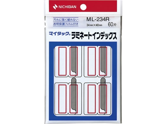 ニチバン マイタックラミネートインデックス 赤枠40*34mm 60片 ML-234R 1袋（ご注文単位1袋)【直送品】