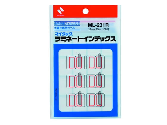 ニチバン マイタックラミネートインデックス赤枠18*25mm 160片 ML-231R 1袋（ご注文単位1袋)【直送品】