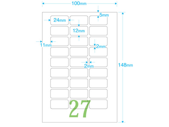 ニチバン PCラベル ハガキサイズ白 12*24mm 27片*10シート PC-1 1冊（ご注文単位1冊)【直送品】