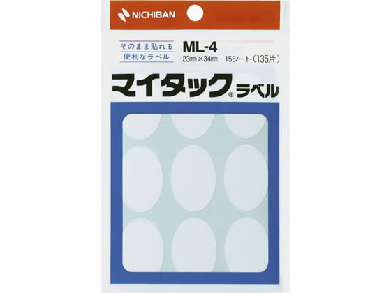 ニチバン マイタックラベル 23×34mm 9片×15シート ML-4 1袋（ご注文単位1袋)【直送品】