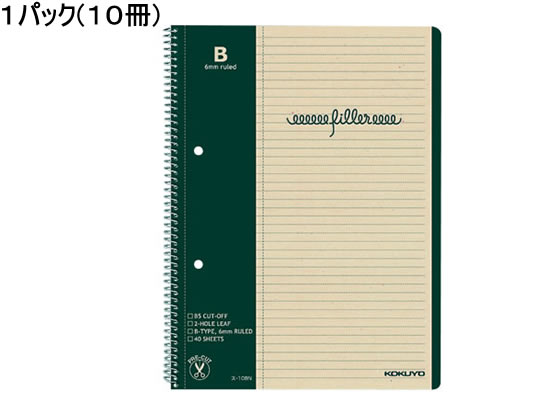 コクヨ フィラーノート B5 B罫 マージン罫入 10冊 ス-10BN 1パック（ご注文単位1パック)【直送品】