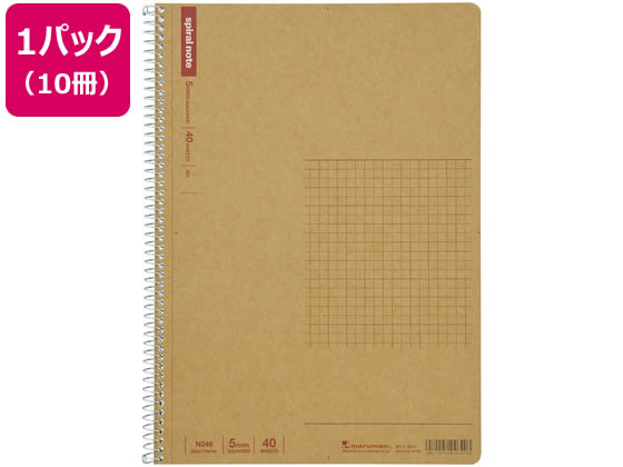 マルマン スパイラルノート ベーシック 5mm方眼罫 40枚 10冊 N246 1パック（ご注文単位1パック)【直送品】