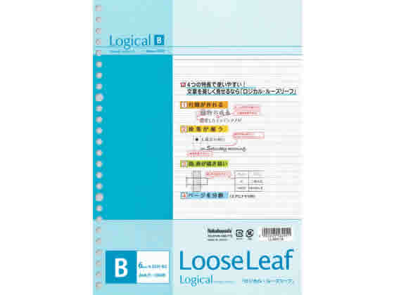 ナカバヤシ スイング・ロジカルルーズリーフ B5 B罫6mm 100枚 LL-B501B 1冊（ご注文単位1冊)【直送品】