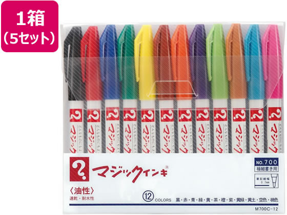 寺西 マジックインキNO.700極細12色セット 5セット M700C-12 1箱（ご注文単位1箱)【直送品】