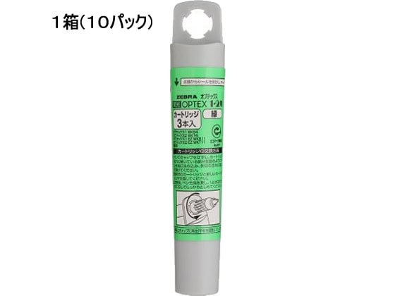 ゼブラ 蛍光オプテックス1・2用カートリッジ 緑(30本入) RWK8-G 1箱（ご注文単位1箱)【直送品】