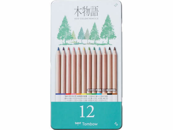 トンボ鉛筆 木物語缶入色鉛筆12色 CB-RS12C 1セット（ご注文単位1セット)【直送品】