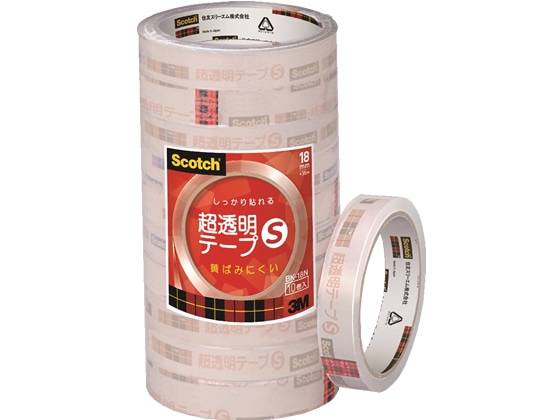 3M スコッチ(R)超透明テープS 工業用包装 18mm幅 BK-18N 1パック（ご注文単位1パック)【直送品】