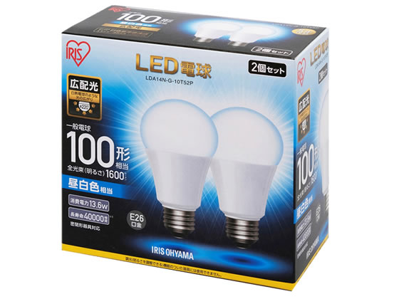 アイリスオーヤマ LED電球広配光1600lm昼白2個 1箱（ご注文単位1箱)【直送品】