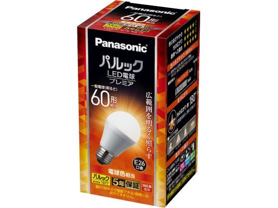 パナソニック LED電球 プレミア E26 60形 810lm 電球色 1個（ご注文単位1個)【直送品】