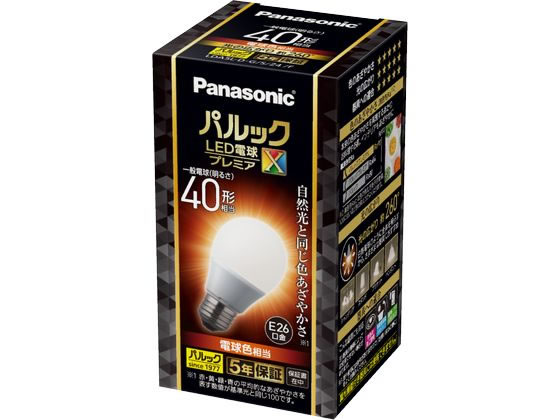 パナソニック LED電球 プレミアX E26 40形 485lm 電球色 1個（ご注文単位1個)【直送品】