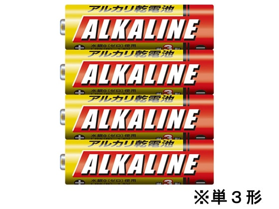 三菱 アルカリ乾電池単3 4本 LR6R 4S 1パック（ご注文単位1パック)【直送品】