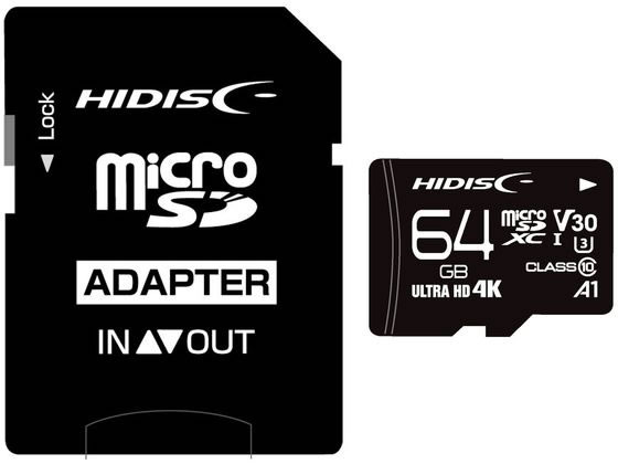 HIDISC microSDXCカード 64GB Class3 HDMCSDX64GCL10V 1個（ご注文単位1個)【直送品】