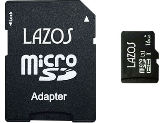 Lazos microSDHCメモリーカード 16GB L-B16MSD10-U1 1個（ご注文単位1個)【直送品】