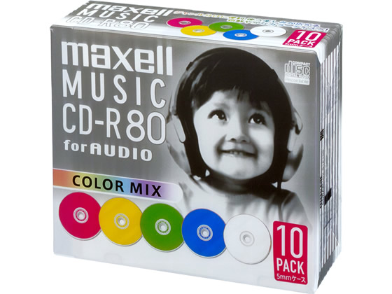 マクセル 音楽用CD-RカラーMIX 10枚 CDRA80MIX.S1P10S 1パック（ご注文単位1パック)【直送品】