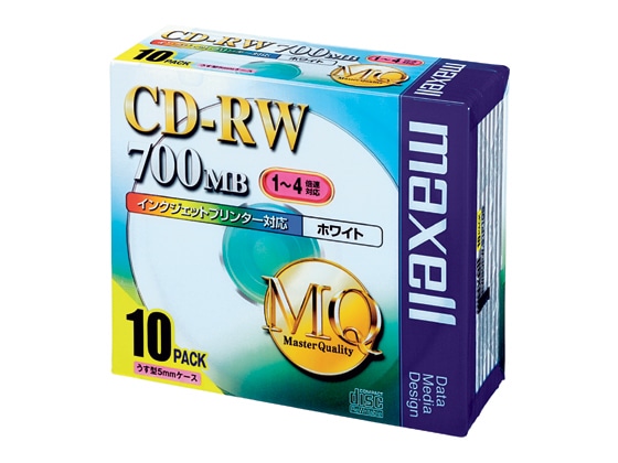 マクセル データ用CD-RW 700MB 10枚 CDRW80PW.S1P10S 1パック（ご注文単位1パック)【直送品】