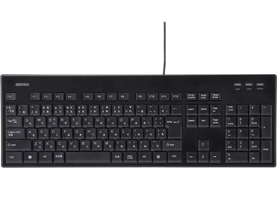 バッファロー USB有線スタンダードキーボード丸洗い対応 BSKBU12BK 1台（ご注文単位1台)【直送品】