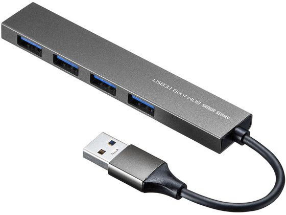 サンワサプライ USB3.2 Gen1 4ポート スリムハブ 1個（ご注文単位1個)【直送品】