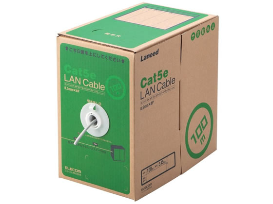 エレコム LANケーブル CAT5E ライトグレー 100m LD-CT2 LG100 RS 1箱（ご注文単位1箱)【直送品】