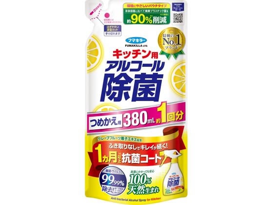 フマキラー キッチン用アルコール除菌SPつめかえ用380ml 1個（ご注文単位1個)【直送品】