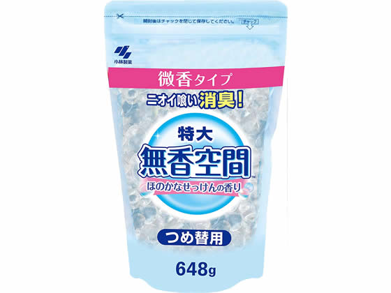 小林製薬 無香空間 ほのかなせっけんの香り 詰替 648g 1個（ご注文単位1個)【直送品】