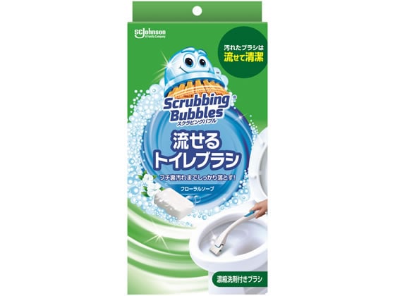 ジョンソン 流せるトイレブラシ 本体+替ブラシ4個 フローラルソープ 1セット（ご注文単位1セット)【直送品】