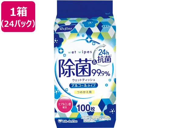 Life-do.Plus リファイン除菌詰替用ウェットティッシュ100枚×24個 1箱（ご注文単位1箱)【直送品】