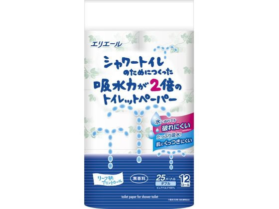 大王製紙 シャワートイレ 吸水力が2倍 12ロール W25m 1パック（ご注文単位1パック)【直送品】