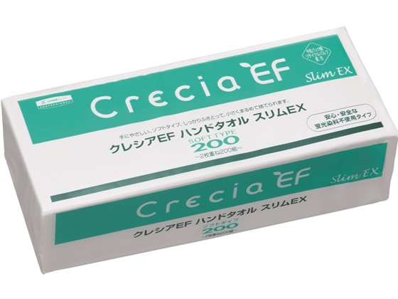 クレシア クレシアEFハンドタオル ソフトタイプ200 スリムEX 1パック（ご注文単位1パック)【直送品】