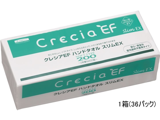 クレシア クレシアEFハンドタオル ソフトタイプ200 スリムEX 36パック 1箱（ご注文単位1箱)【直送品】