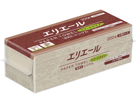 大王製紙 エリエール ペーパータオルスマート 無漂白 小判 200枚 1パック（ご注文単位1パック)【直送品】