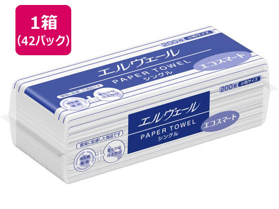 大王製紙 エルヴェール エコスマート シングル 小判 200枚×42パック 1箱（ご注文単位1箱)【直送品】