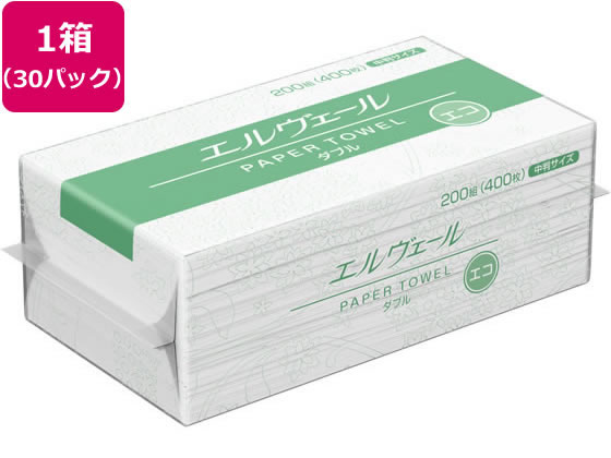 大王製紙 エルヴェールタオル エコダブル 中 200W 箱売 1箱（ご注文単位1箱)【直送品】