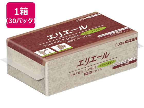 大王製紙 エリエール ペーパータオルスマートタイプ 無漂白 中判30パック 1箱（ご注文単位1箱)【直送品】