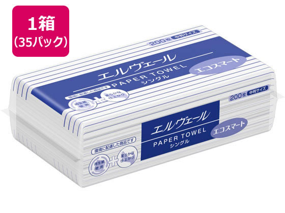 大王製紙 エルヴェール エコスマート シングル 中判 200枚×35パック 1箱（ご注文単位1箱)【直送品】