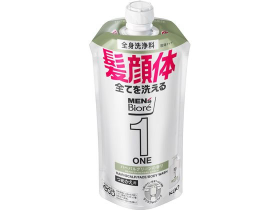 KAO メンズビオレ 1 ONE 全身洗浄料ハーバルグリーン詰替340ml 1個（ご注文単位1個)【直送品】