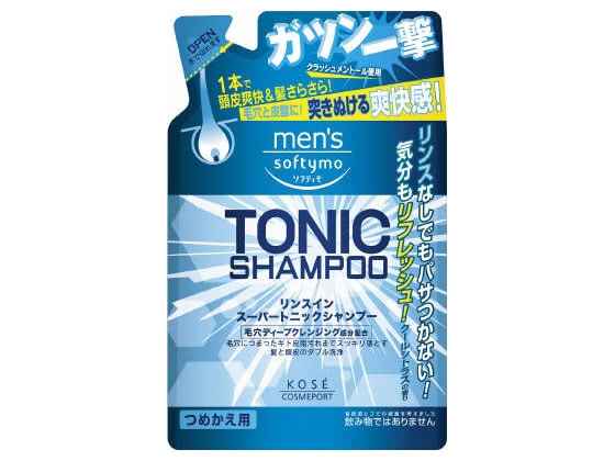 コーセー メンズソフティモ リンスインスーパートニックシャンプー詰替え用 400ml 1個（ご注文単位1個)【直送品】