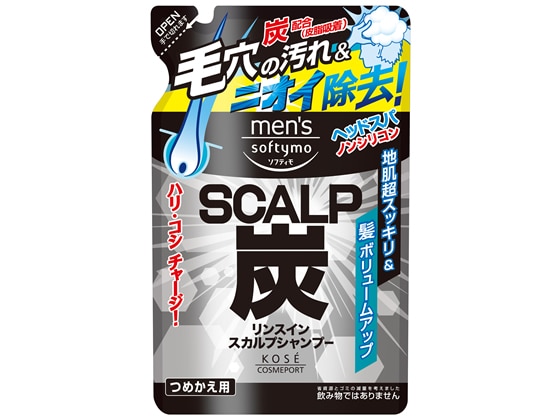 コーセー メンズ ソフティモ リンスイン スカルプシャンプー 炭 詰替 400ml 1パック（ご注文単位1パック)【直送品】