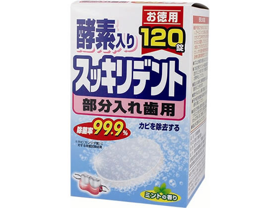 ライオンケミカル スッキリデント入れ歯洗浄剤 部分用120錠 49110010 1箱（ご注文単位1箱)【直送品】