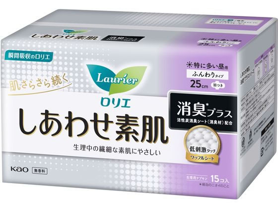 KAO ロリエしあわせ素肌消臭プラス 特に多い昼用25cm羽つき 1パック（ご注文単位1パック)【直送品】