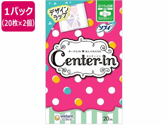 ユニ・チャーム センターイン ふわふわ ふつうの日 羽付 20枚×2個 1パック（ご注文単位1パック)【直送品】