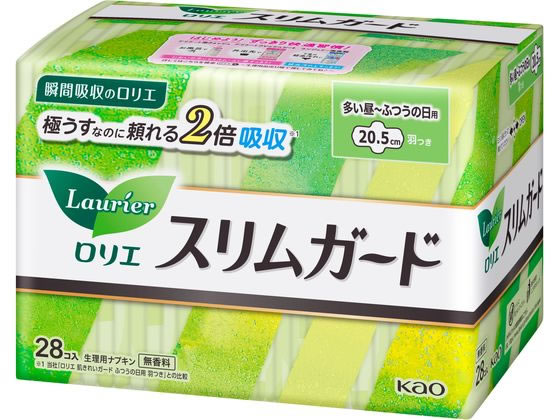 KAO ロリエ スリムガード 多い昼～ふつうの日用 羽つき 28個 1パック（ご注文単位1パック)【直送品】