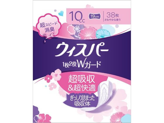 P&Gジャパン ウィスパー 1枚2役Wガード 10cc 19cm 38枚 1パック（ご注文単位1パック)【直送品】