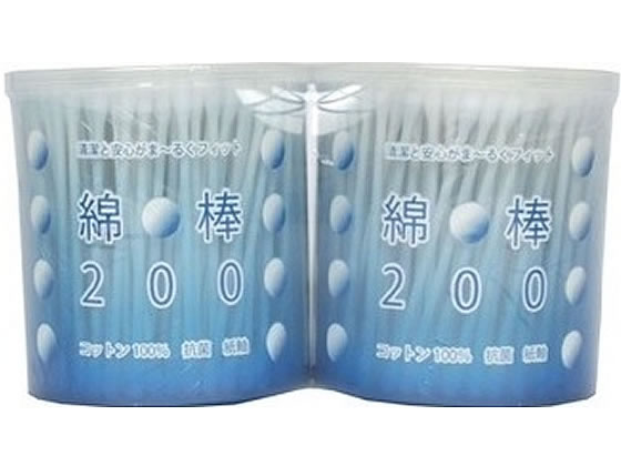 平和メディク 綿棒 200本 円筒ケース入り 2P 1パック（ご注文単位1パック)【直送品】